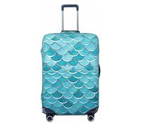 Dwrepo Blue Waves Squama Housse de bagage élastique lavable anti-rayures en élasthanne pour bagages de 45,7 à 81,3 cm, Noir , x-large