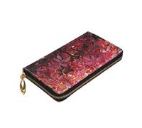 Dwrepo Burning Bush with Red Berry Print Portefeuille pour femme en cuir avec fermeture éclair Porte-monnaie Grande capacité Porte-cartes pour homme Cadeau Noir Taille unique Noir Taille unique, Noir