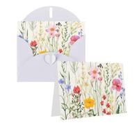Dwrepo Cartes de vœux avec enveloppes, collection de fleurs mignonnes, carte de remerciement, carte vierge pour anniversaire, mariage, vacances, 10,2 x 15,2 cm