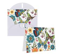 Dwrepo Cartes de vœux vierges avec enveloppes - Motif floral et papillon - Pour anniversaire, remerciement, fête de mariage - Pour toutes les occasions - 15,2 x 10,2 cm