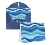 Dwrepo Cartes de vœux vierges avec enveloppes, motif vagues bleues, cartes d'anniversaire, cartes de remerciement, cartes d'invitation pour toutes les occasions 15,2 x 10,2 cm