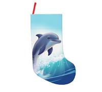 Dwrepo Chaussettes de Noël à suspendre en forme de dauphin mignon - 45,7 cm - Sac cadeau de Noël pour la famille, les vacances, la décoration de Noël