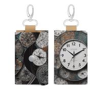 Dwrepo Clock Art Étui porte-clés en cuir avec 6 crochets pour homme et femme, blanc, taille unique, décontracté, blanc, Taille unique, Décontracté