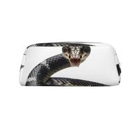 Dwrepo Cobra Snake Trousse à crayons portable en cuir Trousse de maquillage de voyage grande capacité pour femme, Argent, One Size, Imprimé
