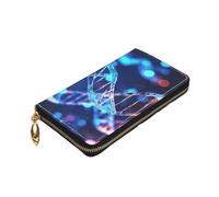 Dwrepo DNA Genetic Portefeuille en cuir avec fermeture éclair pour femme Motif hélix Grande capacité Porte-cartes pour homme et femme Noir Taille unique Noir Taille unique, Noir , Taille unique