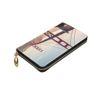 Dwrepo Golden Gate Bridge Portefeuille en cuir avec fermeture éclair pour femme Grande capacité Porte-cartes pour homme et femme Noir Taille unique Noir Taille unique, Noir , Taille unique