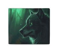 Dwrepo Green Wolf Portefeuilles en cuir pour homme et femme Petit portefeuille fin à deux volets avec porte-cartes Blanc Taille unique Décontracté Blanc Taille unique Décontracté, blanc, Taille