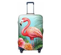 Dwrepo Housse de bagage à imprimé flamant rose tropical, housse de protection extensible, anti-rayures, housse de valise de voyage lavable pour bagages de 45,7 à 81,3 cm, Noir , x-large