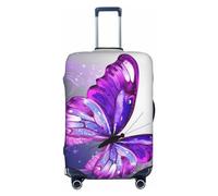 Dwrepo Housse de bagage à motif papillon violet aquarelle, élastique, lavable, anti-rayures, protection de valise, en élasthanne, housses de bagages de voyage pour bagages de 45,7 à 81,3 cm, Noir ,
