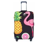 Dwrepo Housse de bagage ananas banane, flamant rose, élastique, lavable, anti-rayures, protection de valise, en élasthanne, housses de bagages de voyage pour bagages de 45,7 à 81,3 cm, Noir , L