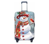 Dwrepo Housse de bagage avec imprimé bonhomme de neige et oiseaux - Housse de protection extensible anti-rayures - Lavable - Pour bagages de 45,7 à 81,3 cm, Noir , L