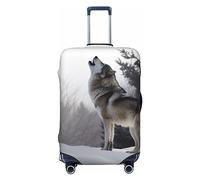 Dwrepo Housse de bagage avec imprimé loup hurlant - Housse de protection extensible anti-rayures - Lavable - Pour bagages de 45,7 à 81,3 cm, Noir , x-large