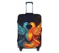 Dwrepo Housse de bagage avec imprimé phénix feu et eau - Housse de protection extensible anti-rayures - Housse de bagage lavable pour bagages de 45,7 à 81,3 cm, Noir , S