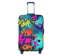 Dwrepo Housse de bagage colorée à motif de pulvérisation élastique, lavable, anti-rayures, protection en élasthanne, housses de bagages de voyage pour bagages de 45,7 à 81,3 cm, Noir , M