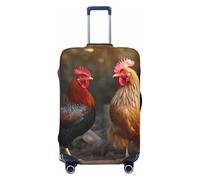 Dwrepo Housse de bagage coq et poulet, housse de valise élastique lavable, anti-rayures, protection en élasthanne, housses de bagages de voyage pour bagages de 45,7 à 81,3 cm, Noir , L