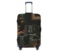 Dwrepo Housse de bagage de voyage, cadeaux sur la table, housses de bagage pour valise, élastique, lavable, extensible, anti-rayures, convient aux bagages de 45,7 à 81,3 cm, Noir , L