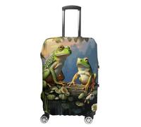 Dwrepo Housse de bagage élastique lavable - Anti-poussière - De nombreuses grenouilles chantent sur les branches - Housse de bagage de voyage tendance - Housse de protection épaisse pour bagages de