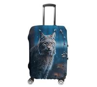 Dwrepo Housse de bagage élastique lavable anti-poussière pour femme Lynx Housse de bagage de voyage tendance Housse de protection épaisse pour bagages de 45,7 à 81,3 cm, blanc, M