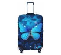 Dwrepo Housse de bagage élastique lavable et anti-poussière - Bleu - Beau papillon - Housse de bagage de voyage tendance épaisse pour bagages de 45,7 à 81,3 cm, Noir , x-large