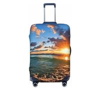 Dwrepo Housse de bagage élastique lavable et résistante à la poussière, beau lever de soleil, océan, voyage, housse de protection pour valise, housse épaisse pour bagages de 45,7 à 81,3 cm, Noir ,