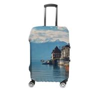 Dwrepo Housse de bagage élastique lavable - Housse de valise résistante à la poussière - Lac Léman Suisse - Housse de voyage tendance - Housse de protection épaisse pour bagages de 45,7 à 81,3 cm,