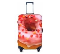 Dwrepo Housse de bagage en forme de beignet aux fraises - Élastique et lavable - Anti-rayures - Protection de bagage en élasthanne - Pour bagages de 45,7 à 81,3 cm, Noir , S