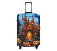 Dwrepo Housse de bagage en forme de citrouille château d'Halloween, housse de valise élastique lavable, anti-rayures, protection en élasthanne, housses de bagages de voyage pour bagages de 45,7 à 81,3