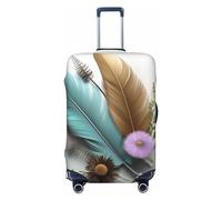 Dwrepo Housse de bagage en forme de fleur de plumes - Élastique - Lavable - Anti-rayures - Protection de bagage en élasthanne - Pour bagages de 45,7 à 81,3 cm, Noir , M