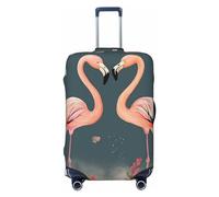Dwrepo Housse de bagage flamants roses et fleurs - Housse de valise élastique lavable anti-rayures - Protection de bagage en élasthanne - Pour bagages de 45,7 à 81,3 cm, Noir , x-large