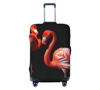 Dwrepo Housse de bagage flamants roses sur fond noir élastique lavable housse de valise anti-rayures protection en élasthanne pour bagages de 45,7 à 81,3 cm, Noir , S