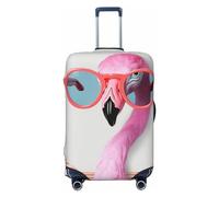 Dwrepo Housse de bagage Hello Glasses Flamant rose élastique lavable anti-rayures protection de valise en élasthanne pour bagages de 45,7 à 81,3 cm, Noir , L