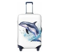 Dwrepo Housse de bagage motif dauphin aquarelle dans la mer, housse de valise élastique lavable, anti-rayures, protection en élasthanne, housses de bagages de voyage pour bagages de 45,7 à 81,3 cm,