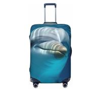 Dwrepo Housse de bagage motif dauphin avec un sourire, housse de valise élastique lavable, anti-rayures, protection en élasthanne, housses de bagages de voyage pour bagages de 45,7 à 81,3 cm, Noir , M