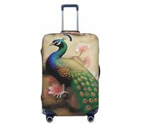 Dwrepo Housse de bagage motif paon oriental sur arbre à fleurs, housse de valise élastique lavable, anti-rayures, protection en élasthanne, housses de bagages de voyage pour bagages de 45,7 à 81,3