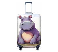 Dwrepo Housse de bagage papillon et hippopotame élastique lavable anti-rayures en élasthanne pour bagages de 45,7 à 81,3 cm, Noir , S