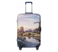 Dwrepo Housse de bagage paysage avec moulin à vent traditionnel, housse de valise élastique lavable, anti-rayures, protection de bagages en élasthanne, housses de bagages de voyage pour bagages de