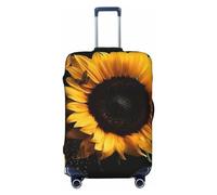 Dwrepo Housse de bagage tournesol sur fond noir, élastique, lavable, anti-rayures, protection en élasthanne, pour bagages de 45,7 à 81,3 cm, Noir , M