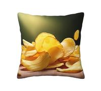 Dwrepo Housse de coussin décorative carrée moderne avec fermeture éclair dissimulée pour salon, chambre à coucher, canapé - 30,5 x 30,5 cm - Imprimé chips de pommes de terre