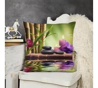 Dwrepo Housses de coussin carrées 40,6 x 40,6 cm - Pierres zen et bambou - Housse de coussin décorative douce et confortable pour chambre à coucher, canapé, chaise, bureau