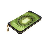 Dwrepo Kiwi Portefeuille en cuir avec fermeture éclair pour femme Grande capacité Porte-cartes pour homme et femme Noir Taille unique Noir Taille unique, Noir , Taille unique