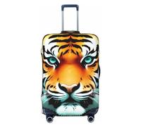 Dwrepo Little Fat Tiger Head Housse de bagage élastique lavable anti-rayures en élasthanne pour bagages de 45,7 à 81,3 cm, Noir , S