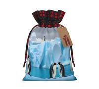 Dwrepo Lot de 1 sac cadeau avec cordon de serrage Motif pingouins sur l'iceberg Noir Taille M, Noir , 1 Count (Pack of 1)