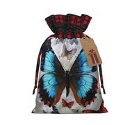Dwrepo Lot de 1 sac cadeau de Noël avec cordon de serrage Motif papillon Noir Taille M, Noir , 1 Count (Pack of 1)