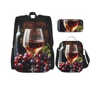 Dwrepo Lot de 3 sacs à dos 3 en 1 avec sac à déjeuner, boîte à stylos, sac à dos de voyage de grande capacité pour ordinateur portable pour homme et femme, noir, 1, Noir , Taille unique, Sacs à dos de