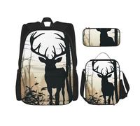 Dwrepo Lot de 3 sacs à dos 3 en 1 avec sac à déjeuner, boîte à stylos, sac à dos de voyage de grande capacité pour ordinateur portable pour homme et femme, noir, taille unique, voyage, Noir , Taille