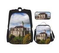 Dwrepo Lot de 3 sacs à dos 3 en 1 avec sac à déjeuner, boîte à stylos, sac à dos de voyage de grande capacité pour ordinateur portable pour homme et femme, noir, 1, Noir , Taille unique, Sacs à dos de