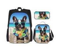 Dwrepo Lot de 3 sacs à dos 3 en 1 avec sac à déjeuner, boîte à stylos, sac à dos de voyage d'été, sac à dos de voyage pour ordinateur portable pour homme et femme, noir, taille unique, Noir , Taille