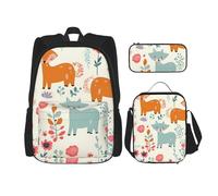 Dwrepo Lot de 3 sacs à dos 3 en 1 avec sac à déjeuner, boîte à stylos, sac à dos de voyage pour ordinateur portable de grande capacité, sac à dos décontracté pour ordinateur portable, boîte à