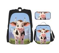 Dwrepo Lot de 3 sacs à dos avec sac à déjeuner, boîte à stylos, sac à dos de voyage pour ordinateur portable de grande capacité pour homme et femme, sac à dos décontracté, boîte à déjeuner, trousse à