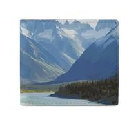 Dwrepo Mountains And Rivers Portefeuilles pour femmes et hommes en cuir Petit portefeuille fin à deux volets avec porte-cartes - Blanc, taille unique, décontracté, blanc, taille unique, décontracté,